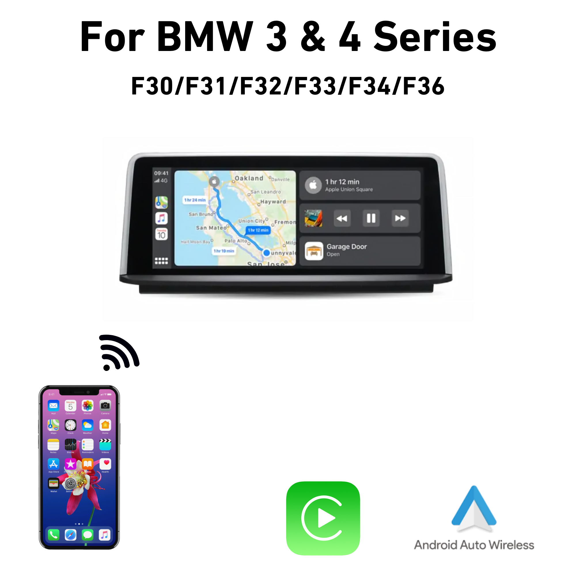BMW 3 & 4 Series Wireless CarPlay & Android Auto Touch Screen Multimedia Display Upgrade NBT F30 F31 F32 F33 F34 F36